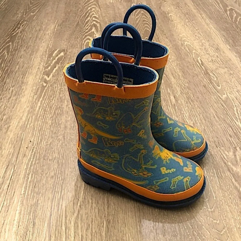 Lily & Dan Boys Dinosaur Rain Boots Size‎ 5-6